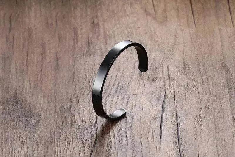 Custom Laser Engraving Smooth Stainless Steel Fine Bangle Jewelry C-shaped Bracelet - EX-STOCK Canada