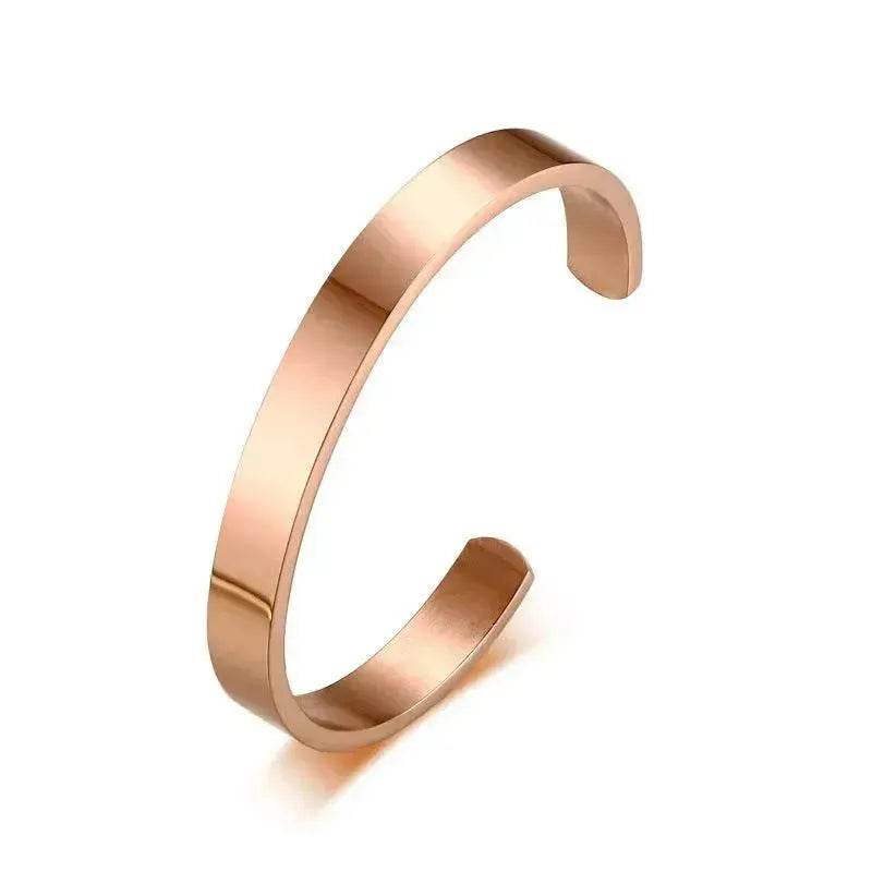 Custom Laser Engraving Smooth Stainless Steel Fine Bangle Jewelry C-shaped Bracelet - EX-STOCK Canada
