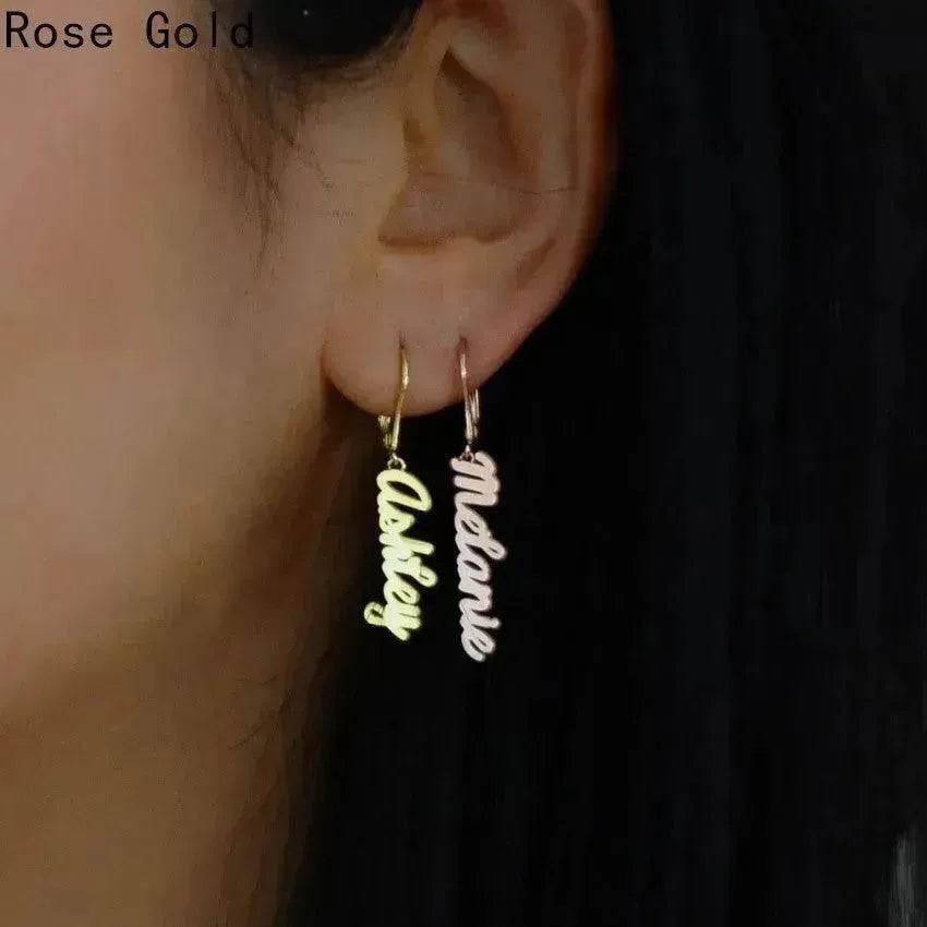 Custom Vertical Name Earrings Dangle Jewelry for Women Stainless Steel - EX-STOCK Canada