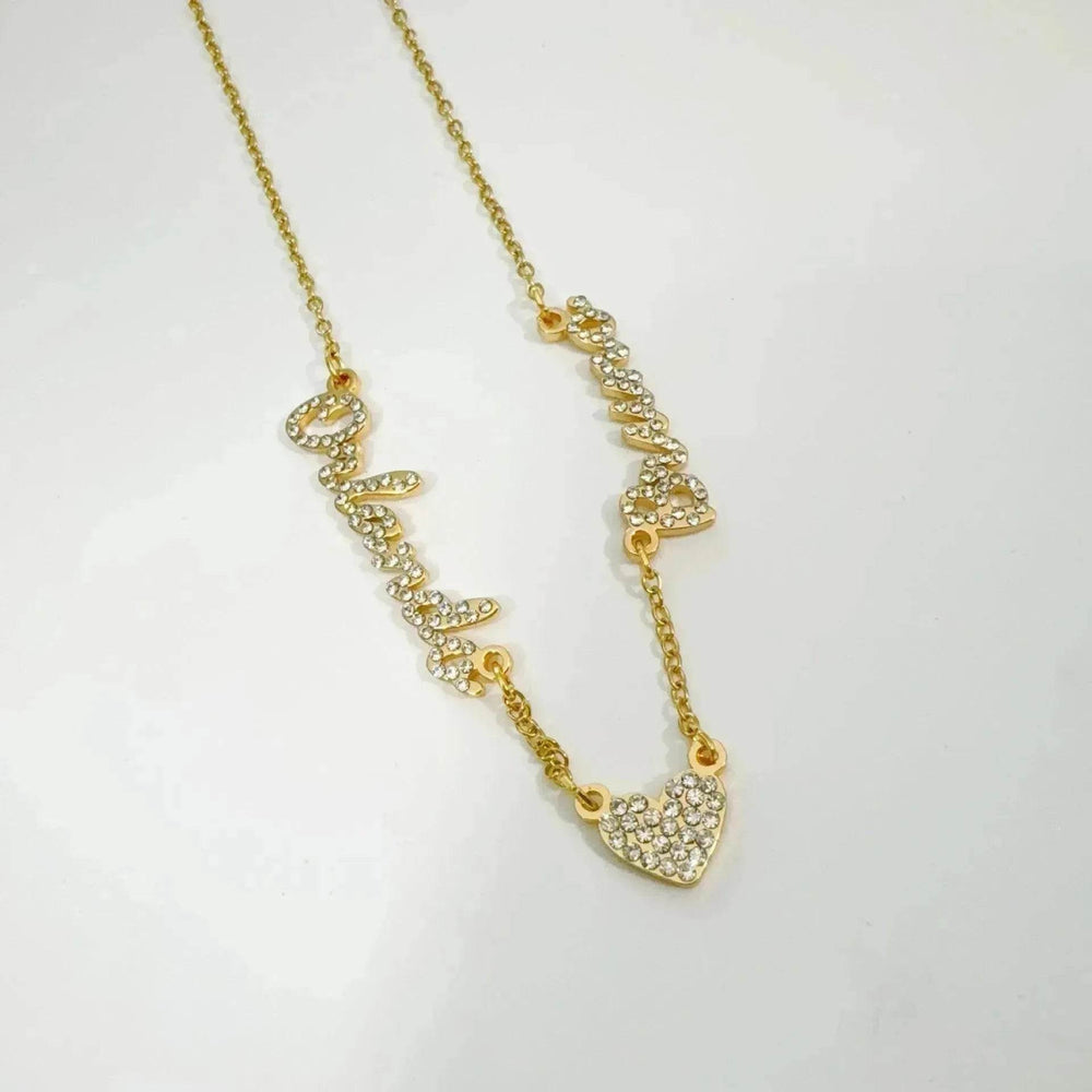 Customized DIY Diamond Inlaid Multi Name Necklace Stainless Steel Chain Heart Charming Choker Customized Necklace Jewelry - EX-STOCK Canada