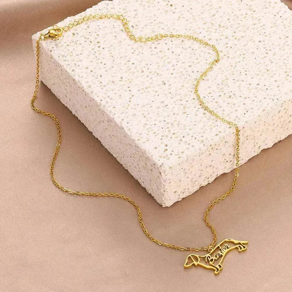 Customized Pet Shape Name Pendant Stainless Steel Necklaces For Women Personalized Cat Necklace Animal Memorial For Pet Lover - EX-STOCK Canada