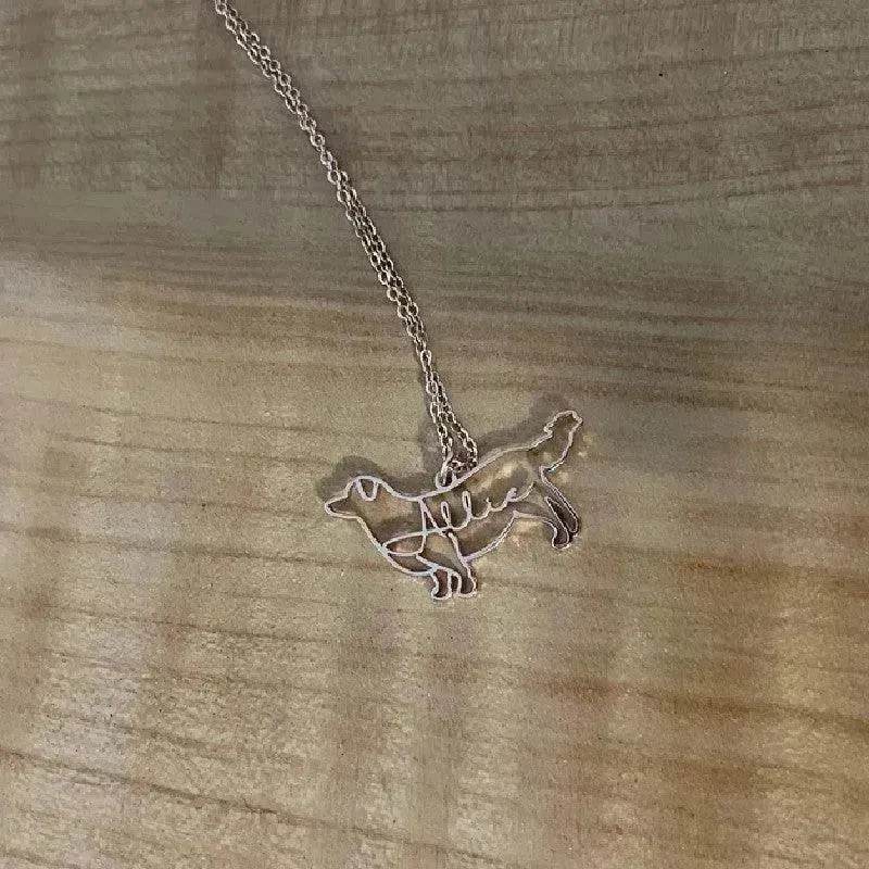 Customized Pet Shape Name Pendant Stainless Steel Necklaces For Women Personalized Cat Necklace Animal Memorial For Pet Lover - EX-STOCK Canada