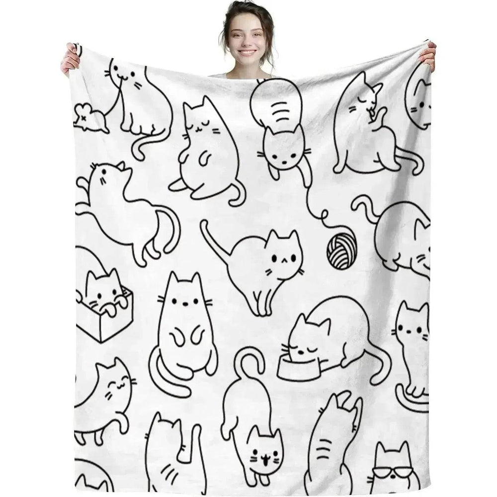 Cute Cat Digital Printing Flannel Blanket - EX-STOCK Canada