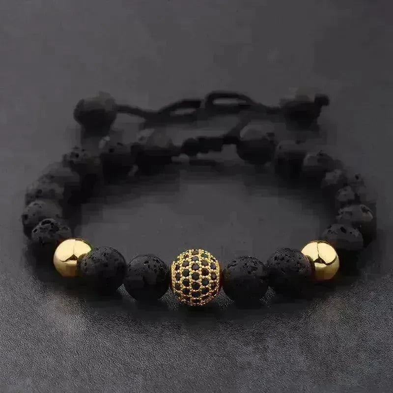 CZ Zircon Pave Lava Weaving Bracelet Men Beads - EX-STOCK CANADA