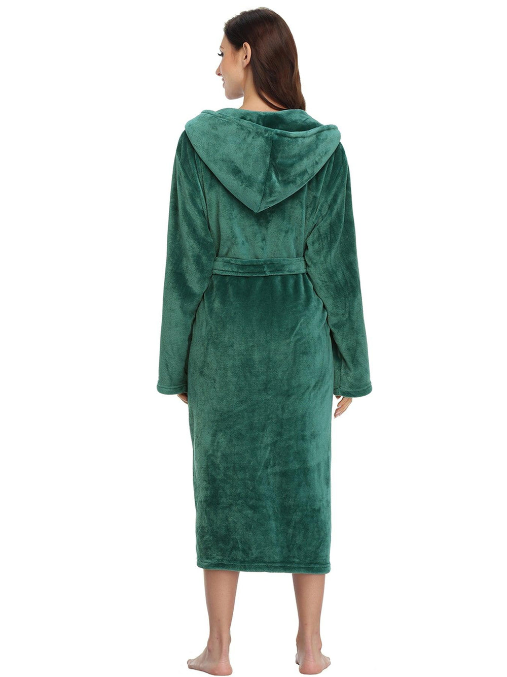 Peignoir long pour femmes RONGTAI en polaire douce, robe de nuit épaisse avec capuche et poches, vêtements de nuit moelleux pour hommesEX-STOCK Canada