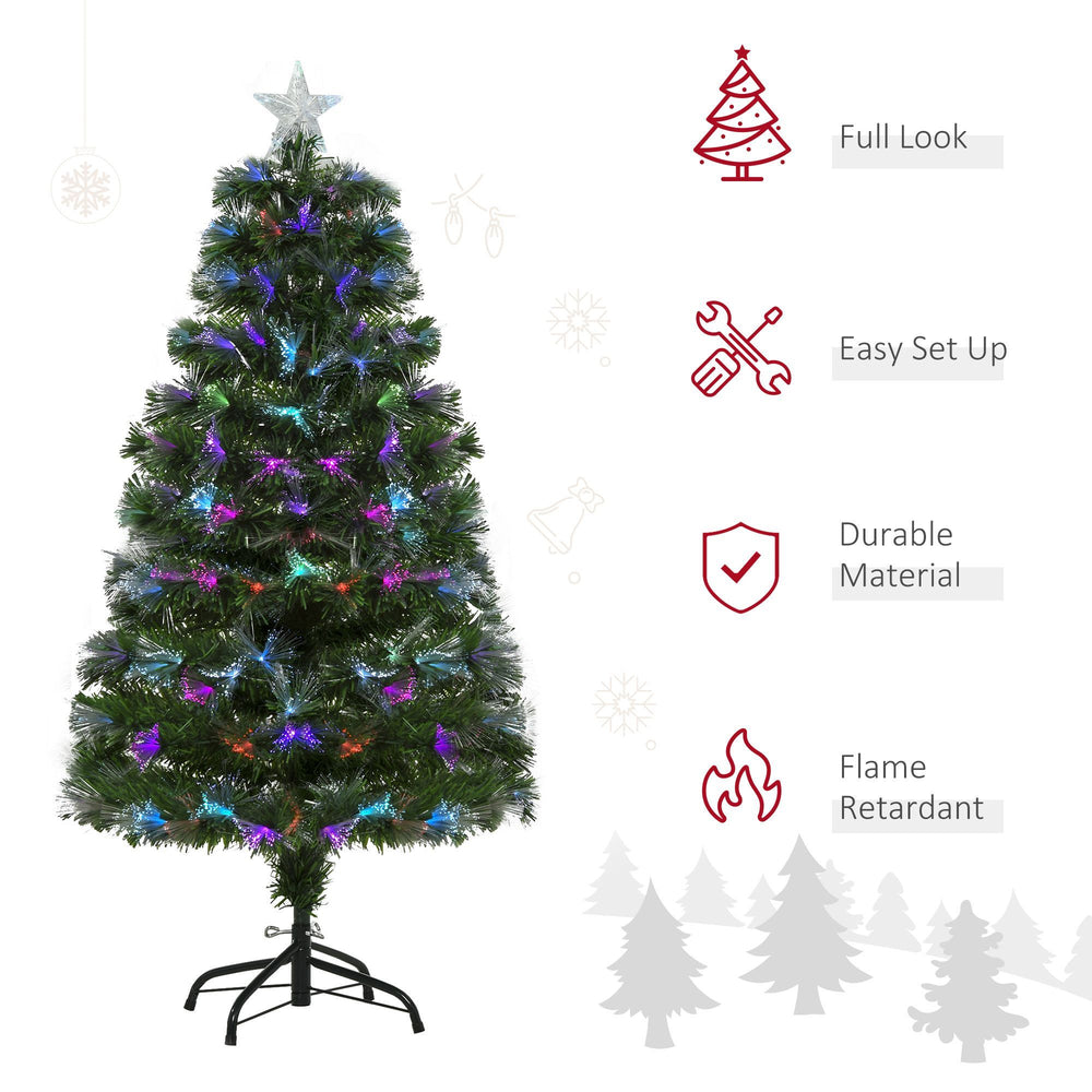 4ft Pre-Lit Optic Fiber Xmas Tree Artificial Spruce Tree Top Star EX-STOCK Canada