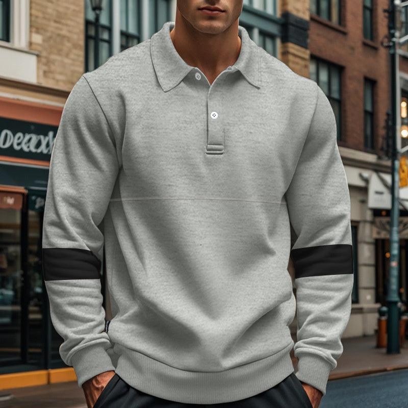 Fashion Long-sleeved Lapel Polo Shirt With Button Men's Loose Casual Sports Top Fall Spring Clothing EX-STOCK Canada