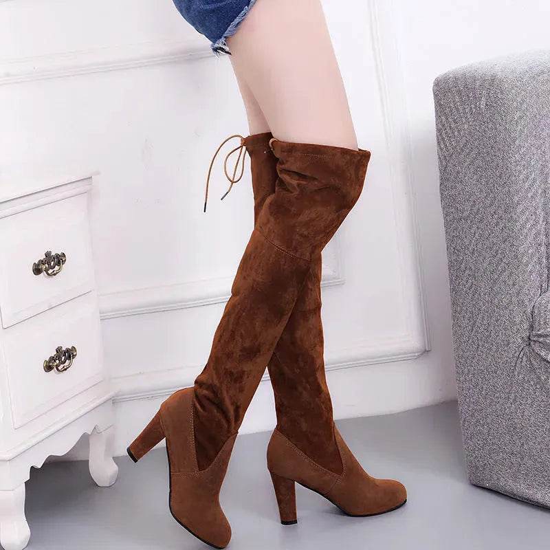Black Knee High Boots For Women Shoes High Heel Long Boots - EX-STOCK Canada