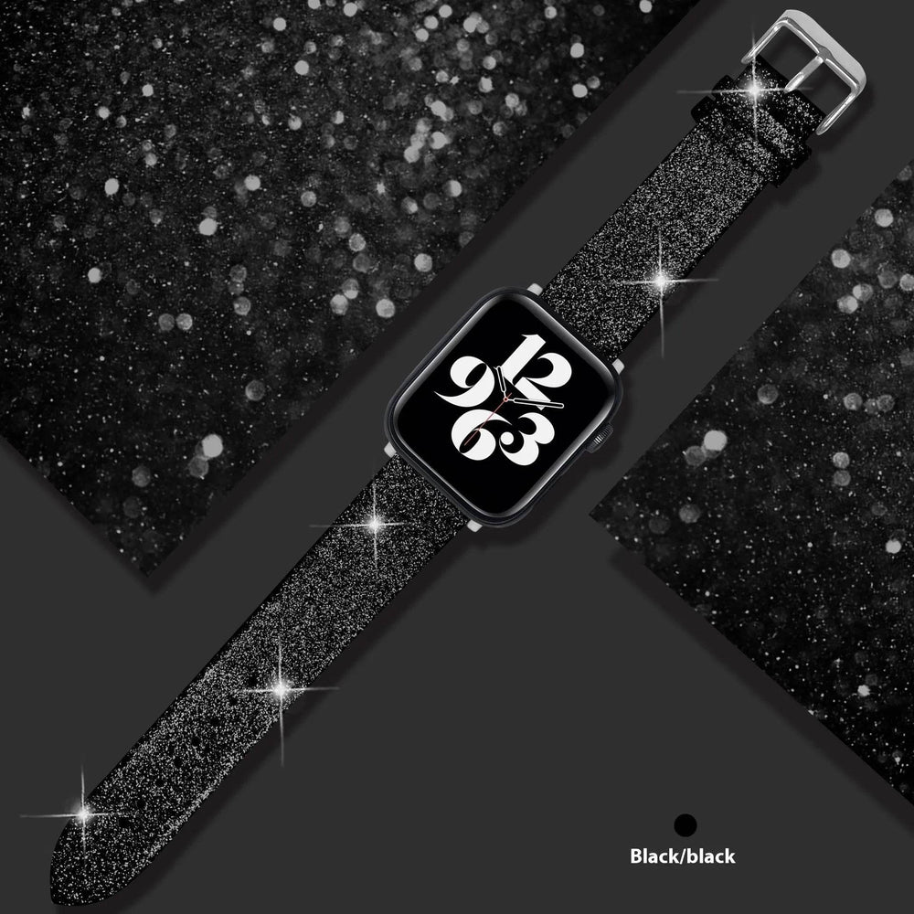 Leather Single Ring Glitter Buckle Couple Watch Strap Suitable for Apple Watch - EX-STOCK Canada