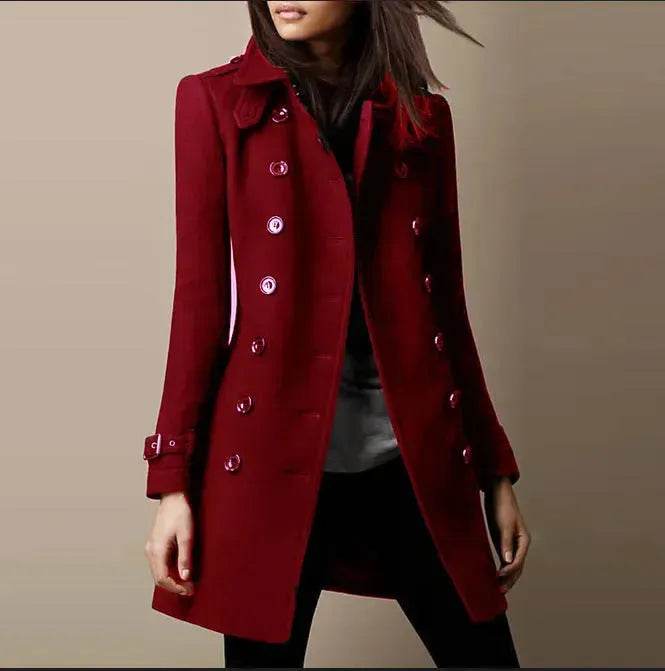 Ladies Spring Winter Long Jacket Wool Trench Coat Winter Workwear - EX-STOCK Canada