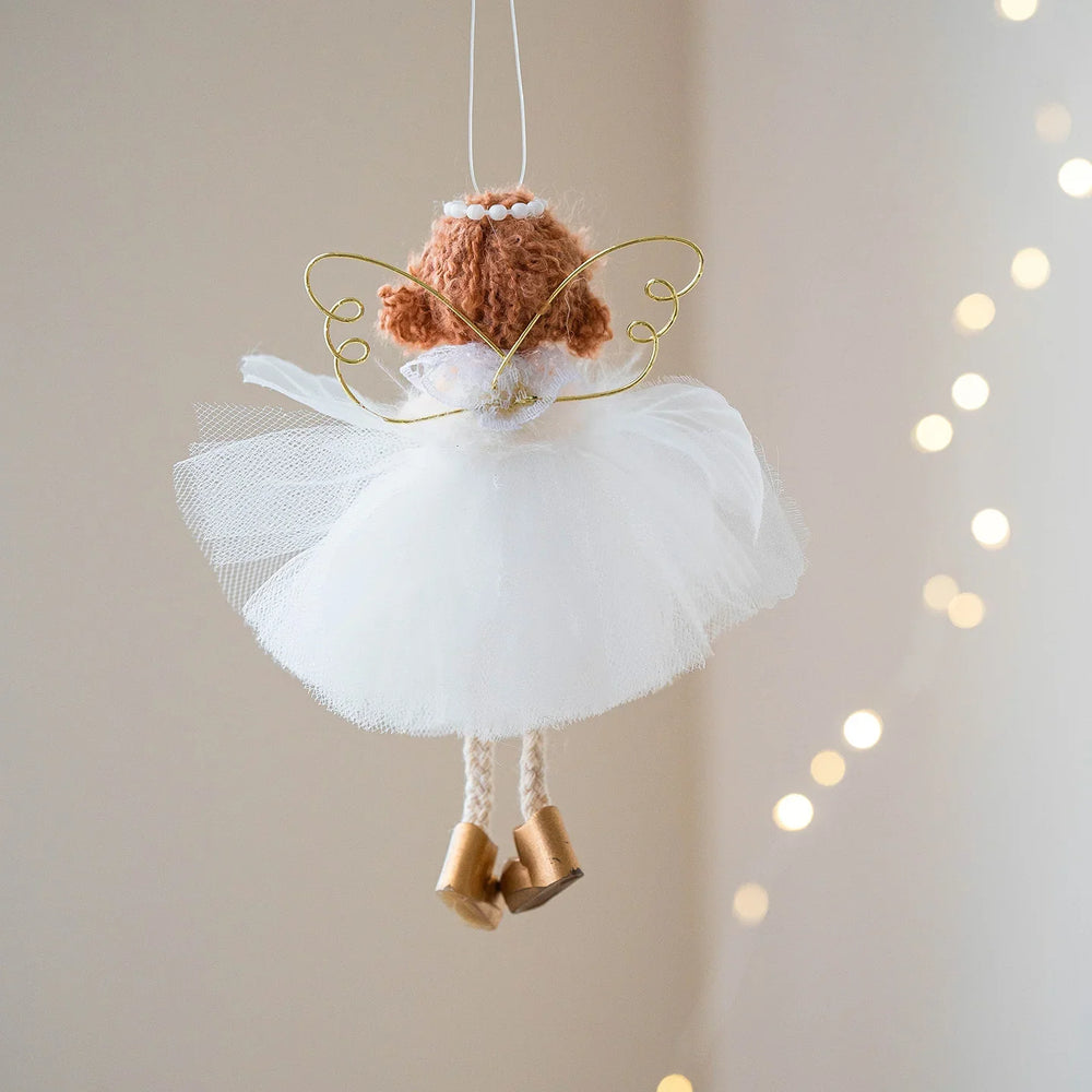 Christmas White Tulle Skirt Golden Wings Angel Girl Pendant EX-STOCK Canada