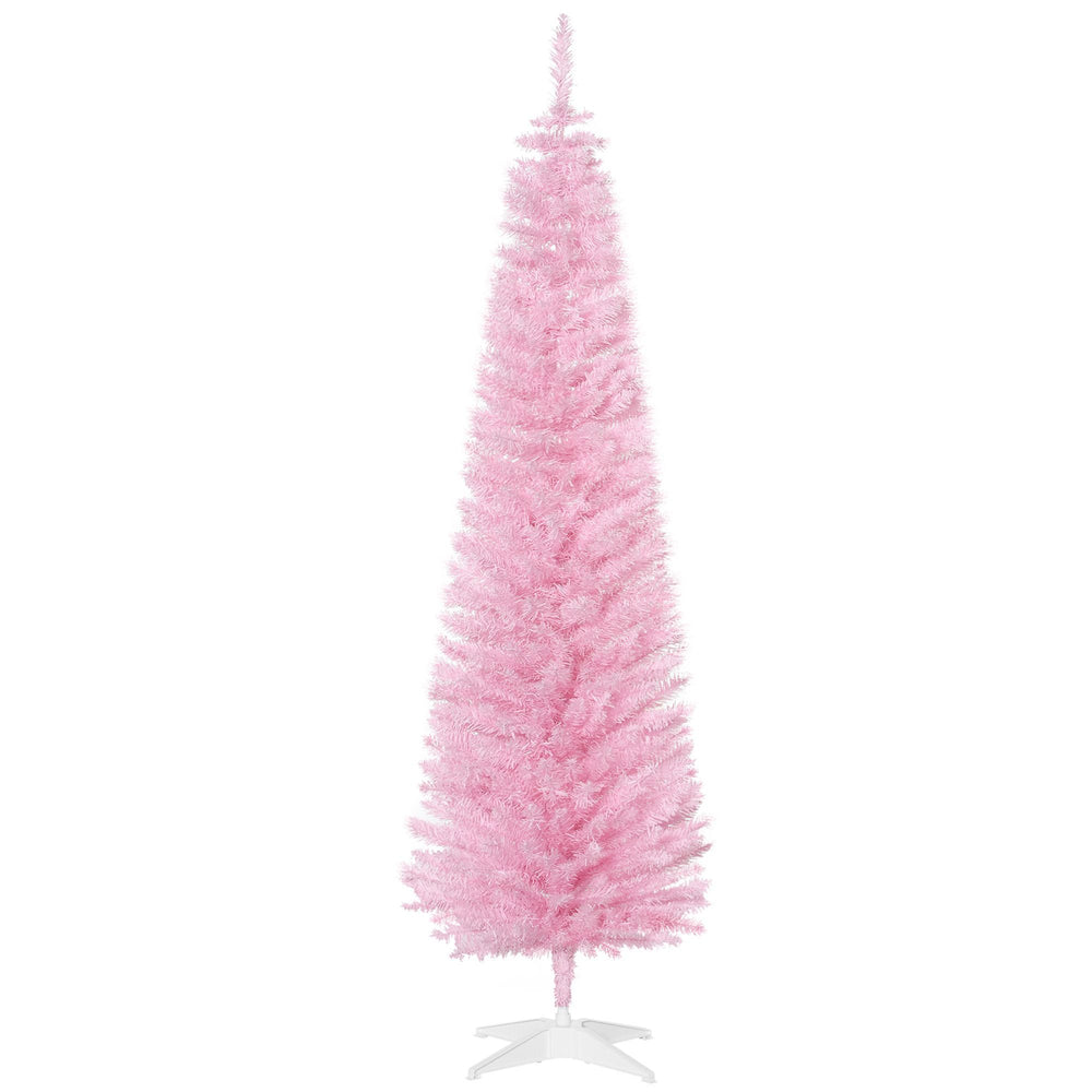 6' Pencil Christmas Tree, Slim Artificial Xmas Tree With Realistic Branches, Sturdy Metal Stand, Pink EX-STOCK Canada
