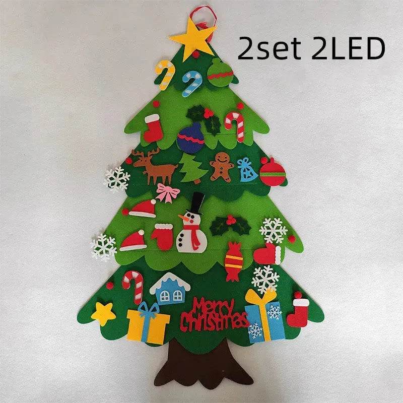 DIY Felt Christmas Tree New Year Toddler Kids Handmade Gift Toys Door Wall Hanging Ornaments Holiday Party Home Decor Set - EX-STOCK Canada