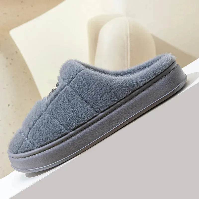 Men's Plaid Cotton Slippers Winter Warm House Shoes Indoor Thick-soled Non-slip Bedroom Floor Slipper Couple - EX-STOCK Canada