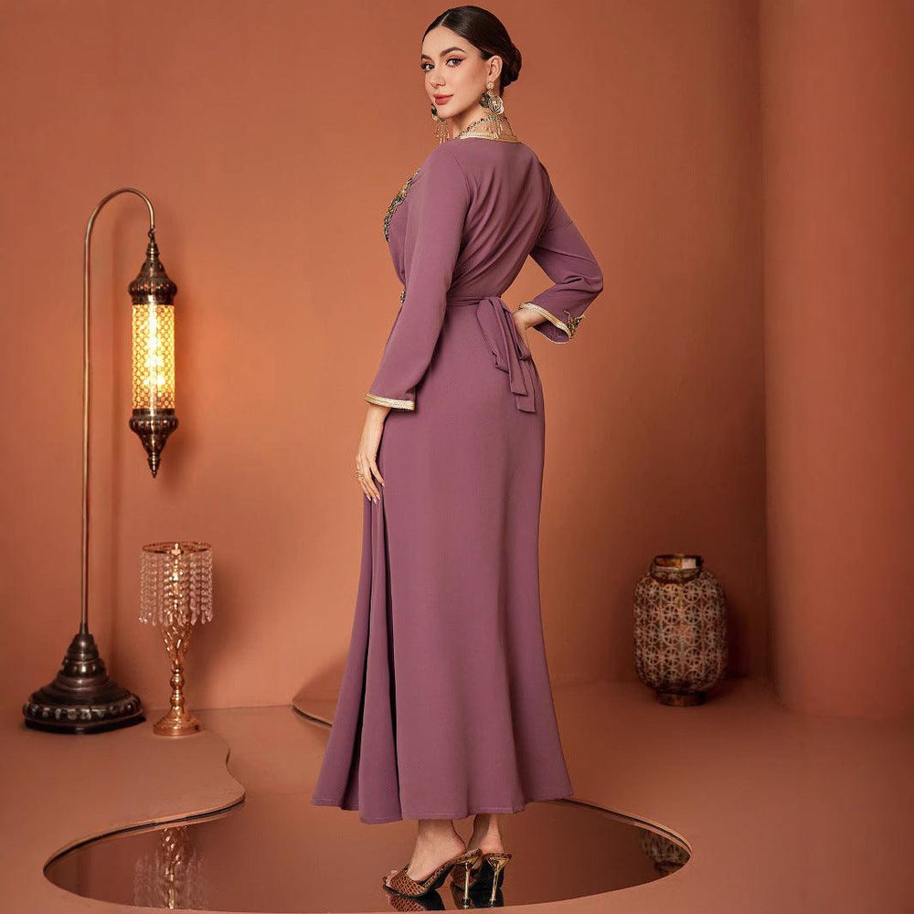 Robe musulmane élégante à la mode du Moyen-Orient avec nouvelle broderie en mousseline - EX-STOCK Canada