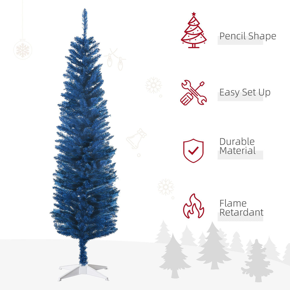 6ft Pencil Christmas Trees, Skinny Artificial Christmas Tree For Xmas Holiday Decor, Deep Blue EX-STOCK Canada