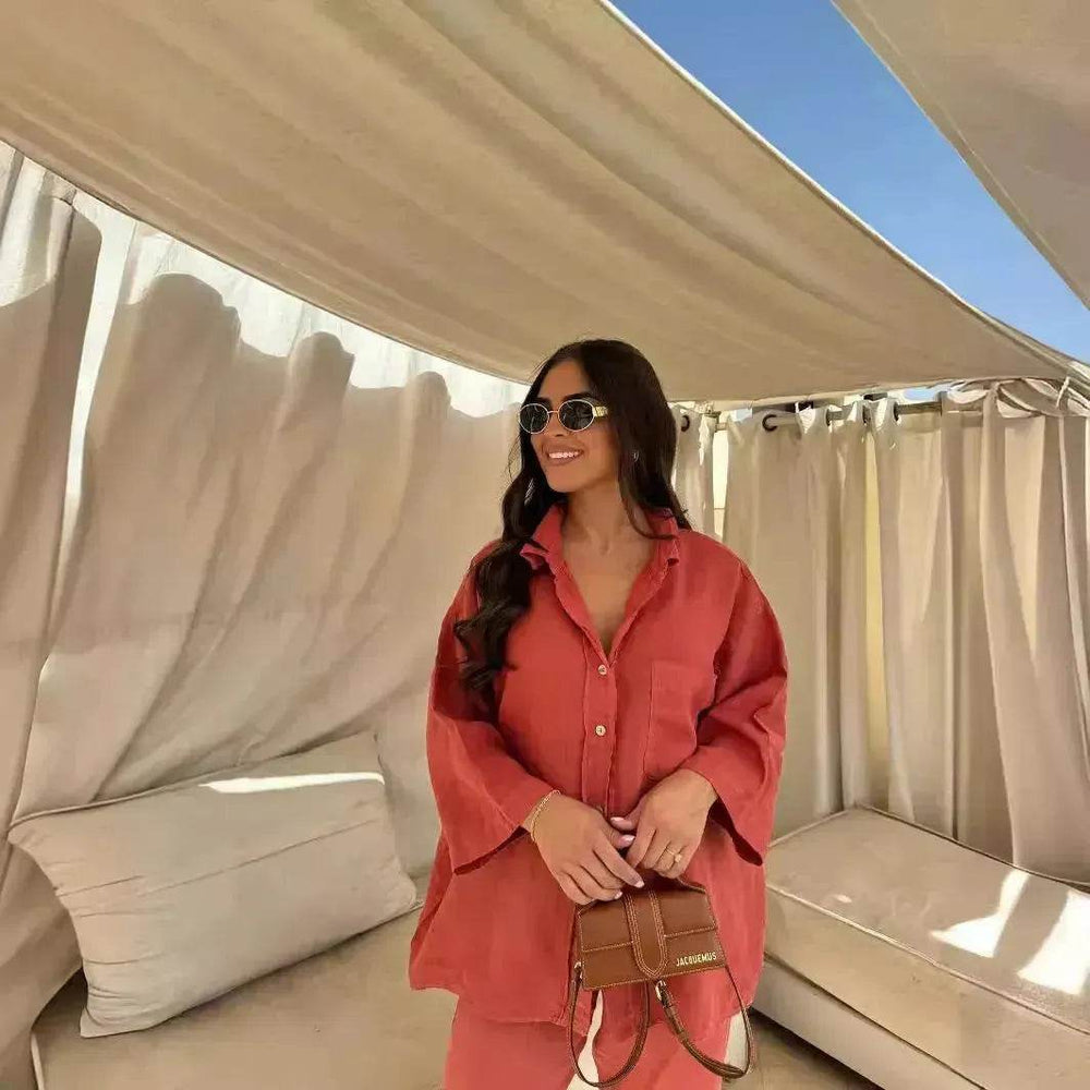 Casual Women Wide Leg Pants Long Sleeves Shirt Sets Ladies Loose High Street 2 Piece Outfits Pant co ords for Women Trouser co ords for Women - EX-STOCK Canada