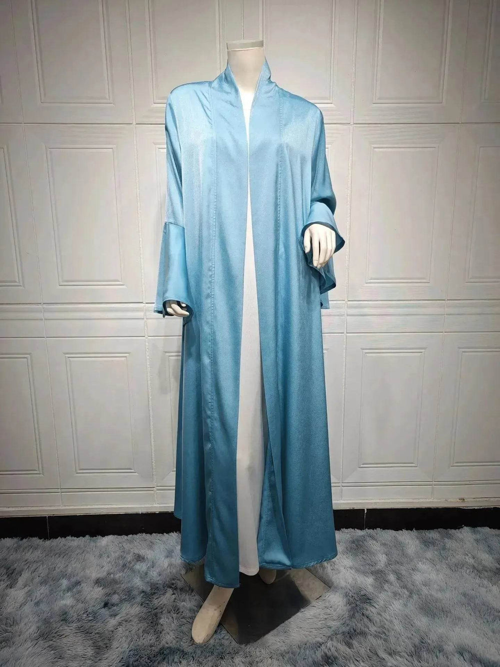 Abaya two piece set Elegant Satin Plain Color Abaya Kimono Open front Abaya Dubai Abaya wear for Middle East Women - EX-STOCK Canada