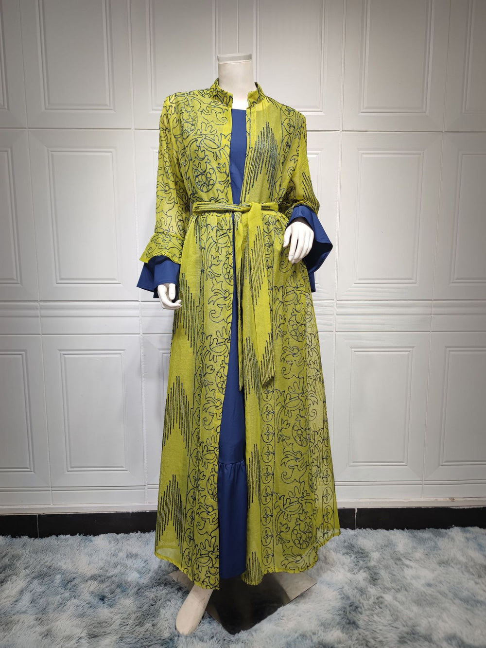 Middle East Muslim Evening Ruffle Sleeve Two-piece Suit Dress - EX-STOCK Canada