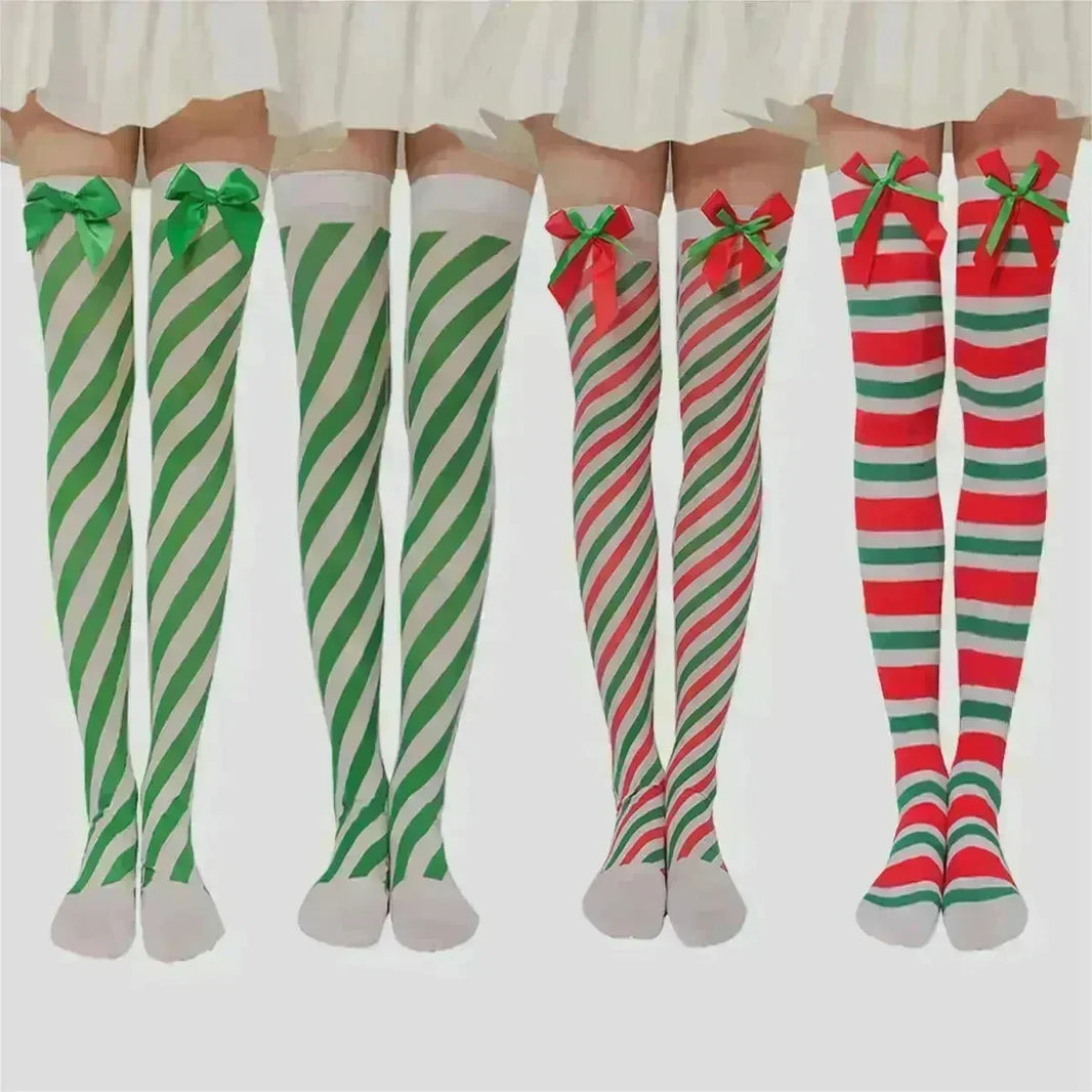 Christmas Plush Doll Knee Socks Bow Stockings - EX-STOCK CANADA
