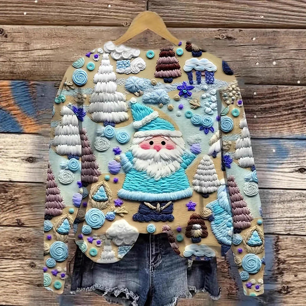 Women's Pullover Christmas Pattern Round Neck Sweatshirt EX-STOCK Canada