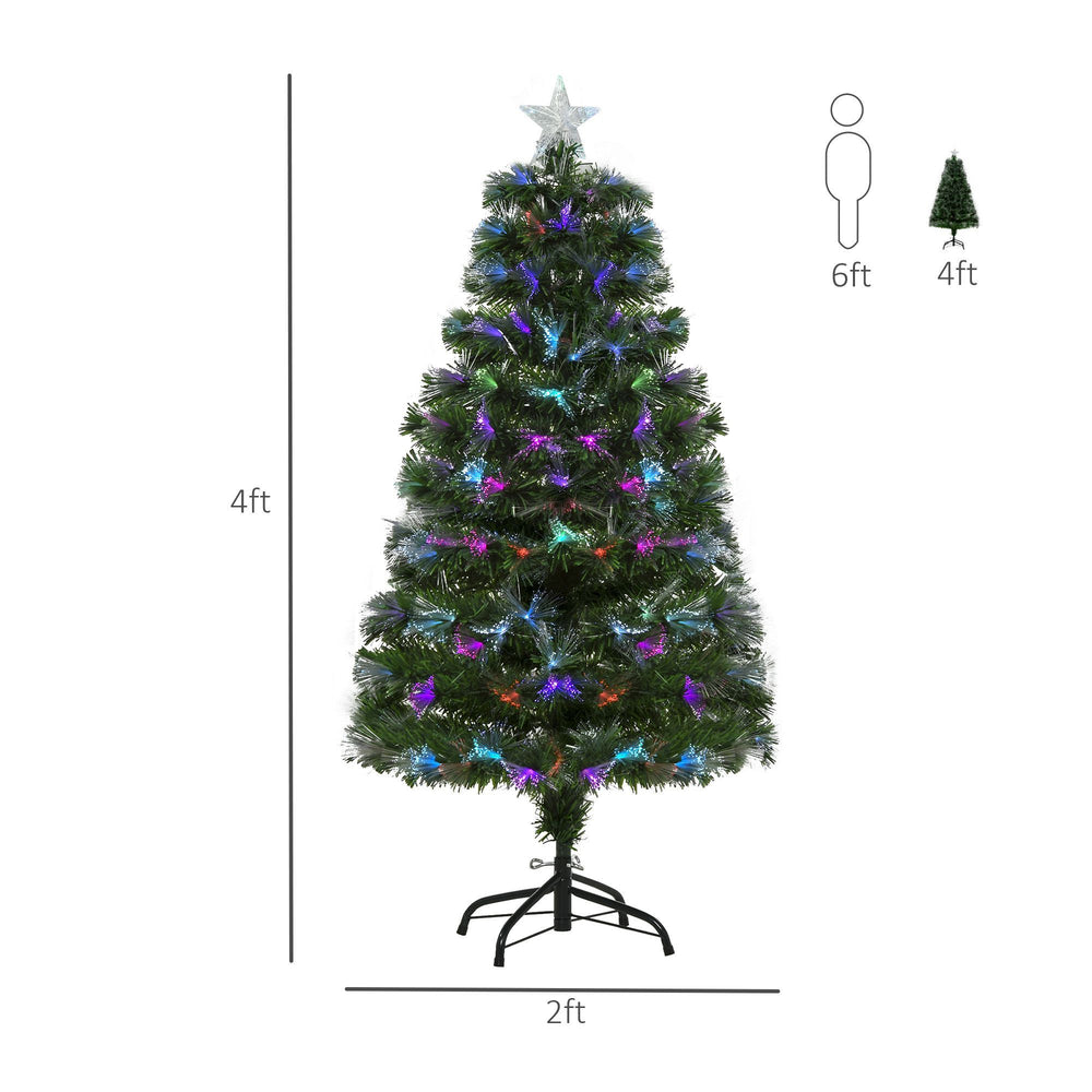 4ft Pre-Lit Optic Fiber Xmas Tree Artificial Spruce Tree Top Star EX-STOCK Canada