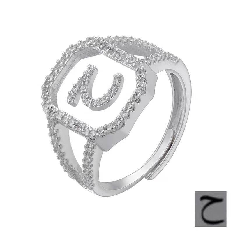 Fashion Micro Inlaid Zircon Arab Letters Ring for women - EX-STOCK Canada