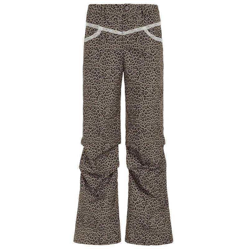 Slim Woven Leopard Print Casual Pants For Women - EX-STOCK Canada