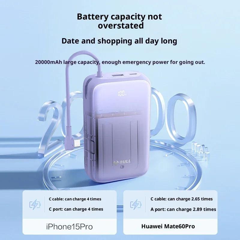 Power Bank 20000 MA Super Large Capacity Fast Charging With Cable EX-STOCK Canada
