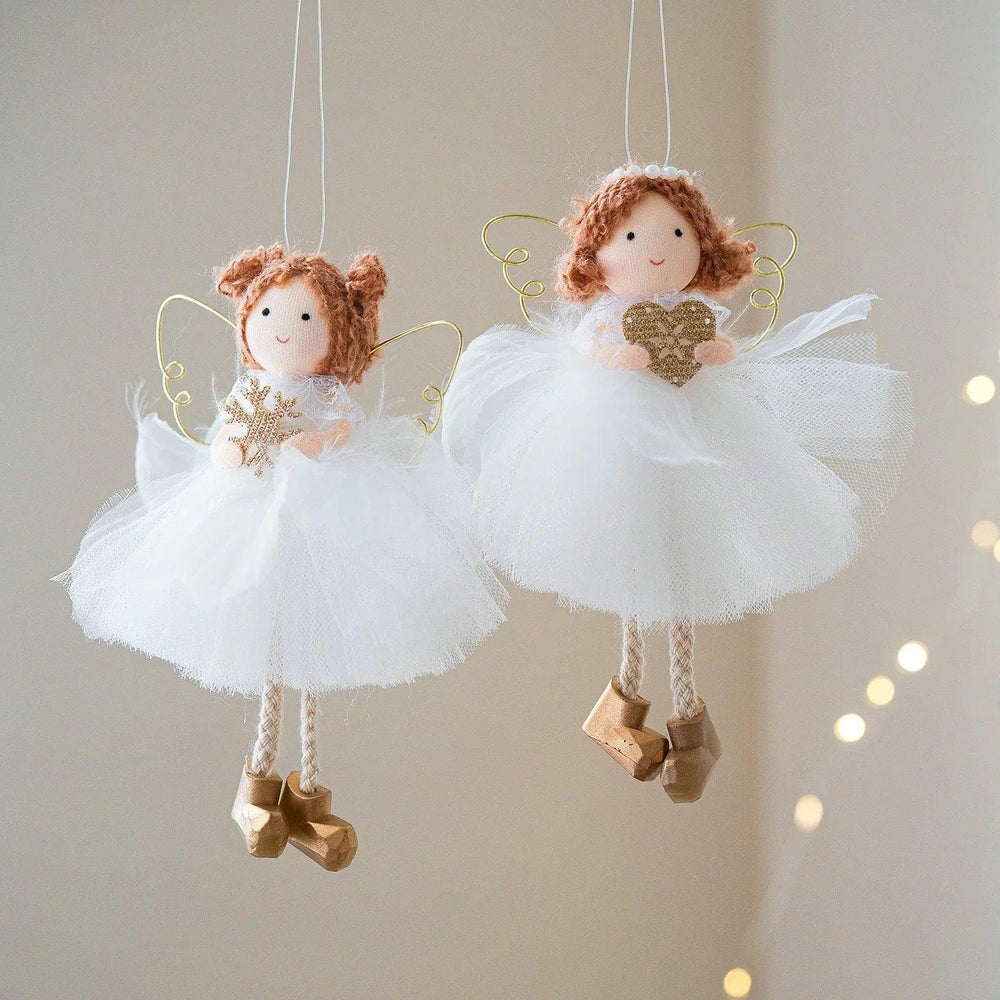 Christmas White Tulle Skirt Golden Wings Angel Girl Pendant EX-STOCK Canada