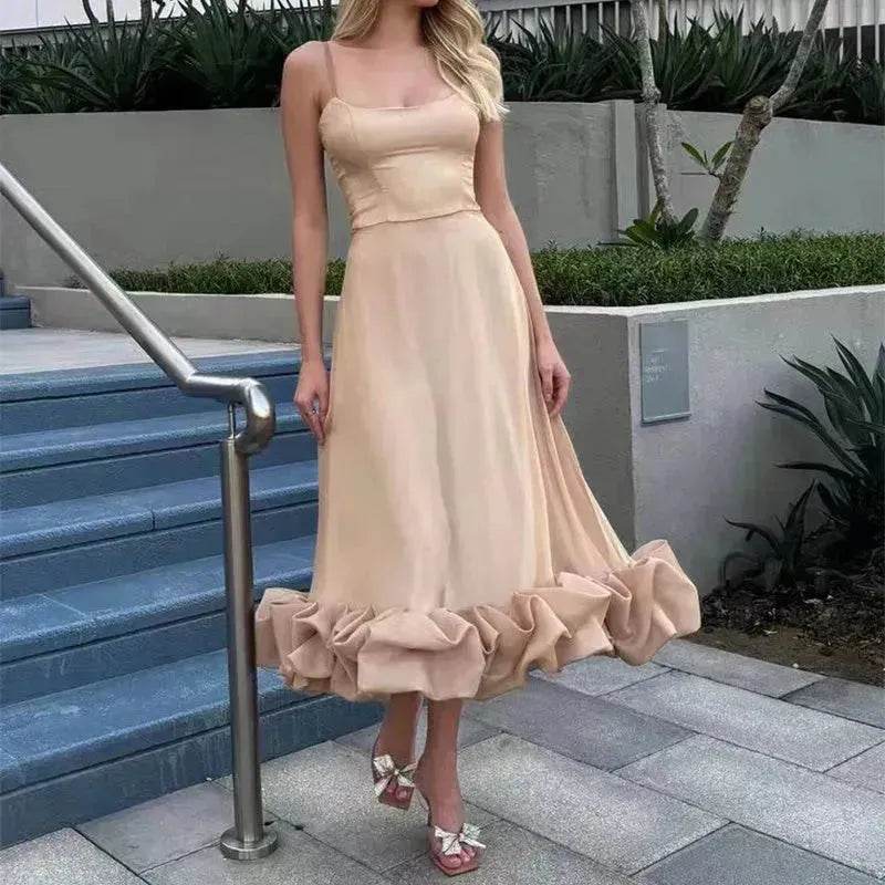 Fashion Suspenders Large Flower Swing Three-dimensional Flower A- Line Skater Dress Womens Clothing - EX-STOCK Canada