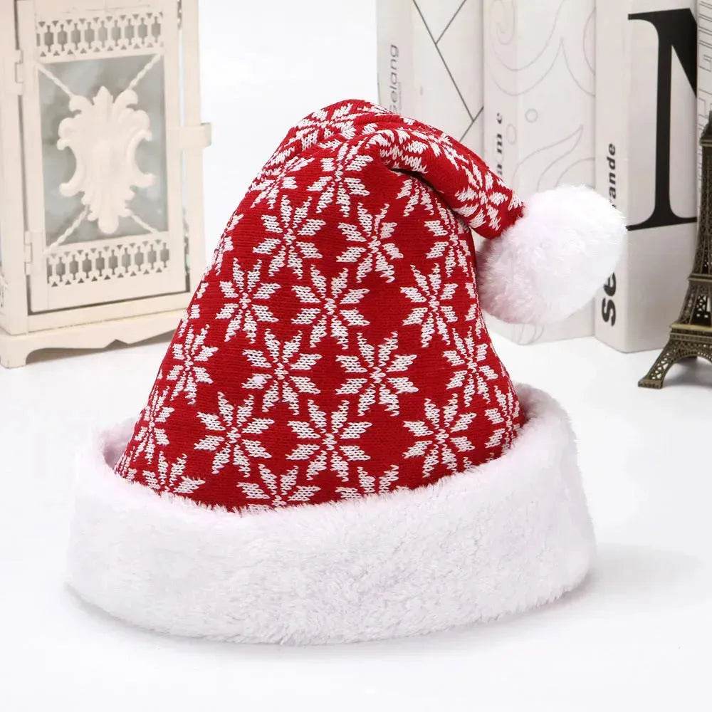 Snowflake Deer Knitted Wool Flannel Christmas Hat - EX-STOCK Canada