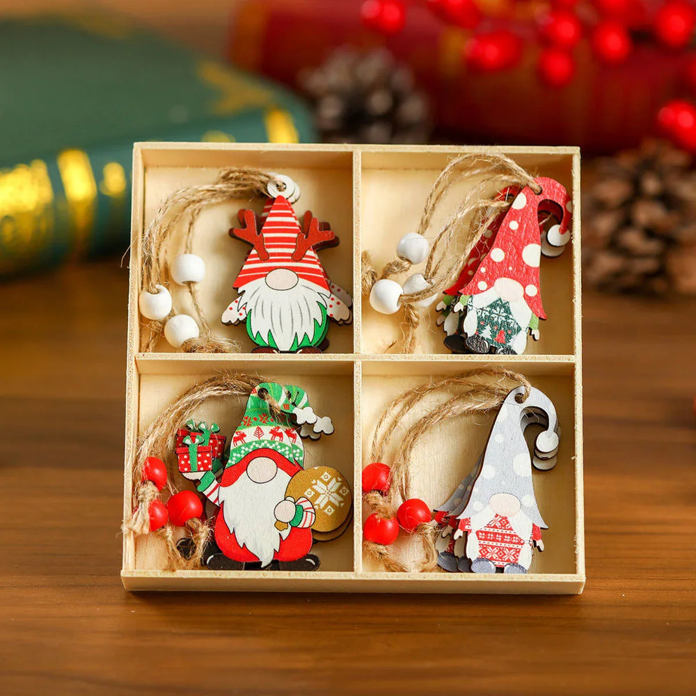 12 PCs Faceless Old Man Christmas Wooden Pendant Boxed Christmas Tree EX-STOCK Canada