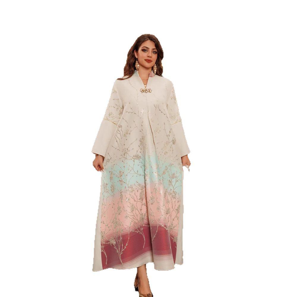 Middle East Muslim Stand Collar Gradient Women's Robe - EX-STOCK Canada