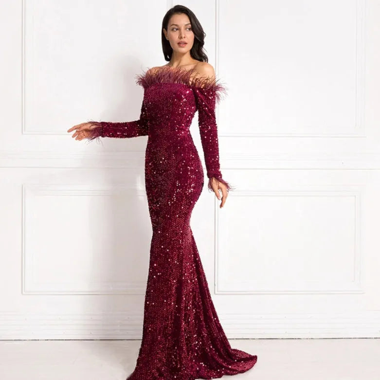 Off shoulder sequins Mermaid Formal Party dress - EX-STOCK CANADA
