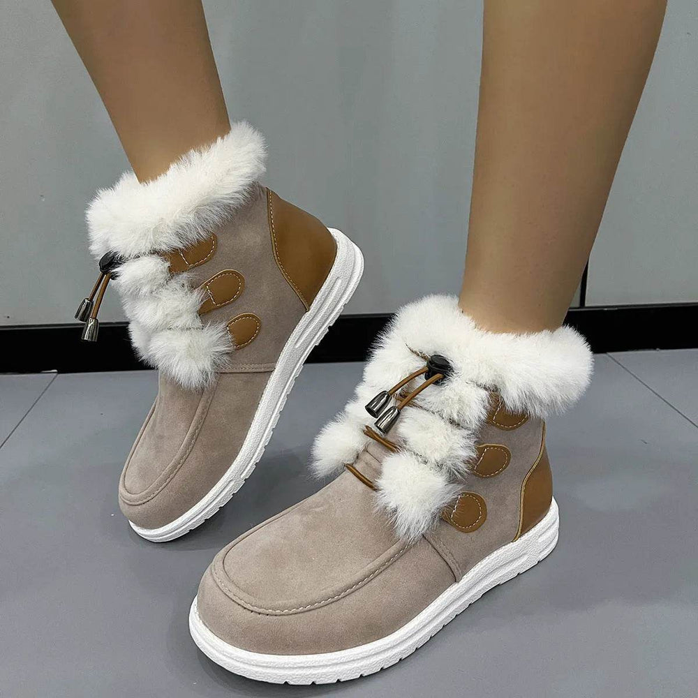 Fashion Suede Fleece Snow Boots Winter Warm Plush Round Toe Cotton Shoes Versatile Simple Short Boot For Women - EX-STOCK Canada