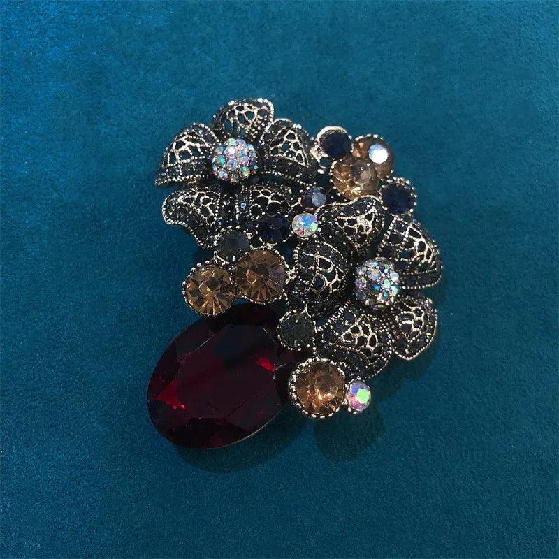 Crystal Glass French Flower Suit Jacket Pin EX-STOCK Canada