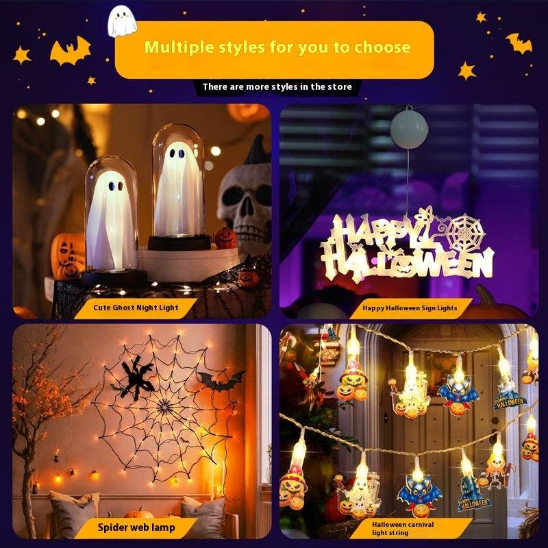 Halloween Atmosphere Decoration Desktop Ghost Small Night Lamp Ornaments - EX-STOCK Canada