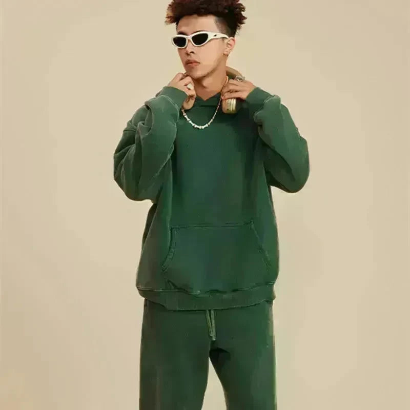 Men's Fashion Retro Velvet Hoodie Sweatshirt Pullover top - EX-STOCK CANADA
