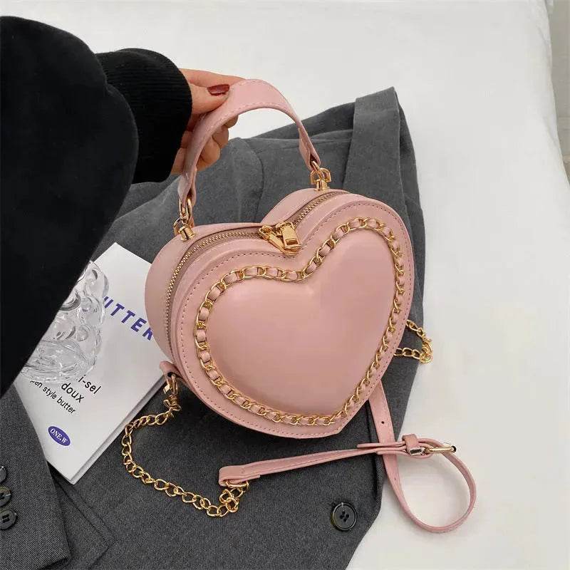Women's Fashion Casual Heart Shaped Chain Shoulder Messenger Crossbody Bag - EX-STOCK Canada