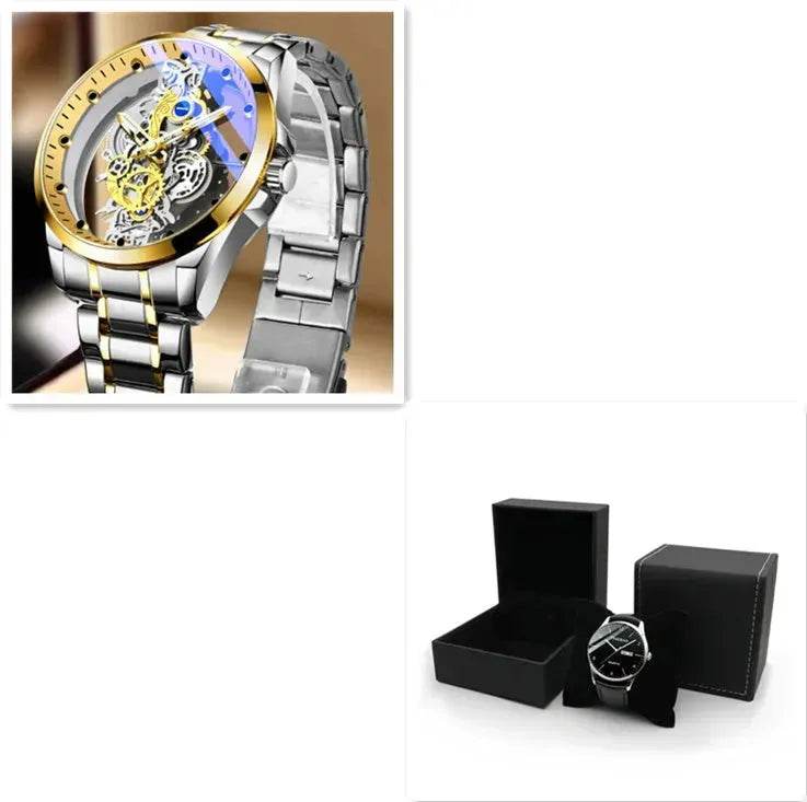 Men Watch Skeleton Automatic Quartz Watch Gold Skeleton Vintage Man Watch Mens Watches Top Brand Luxury - EX-STOCK Canada