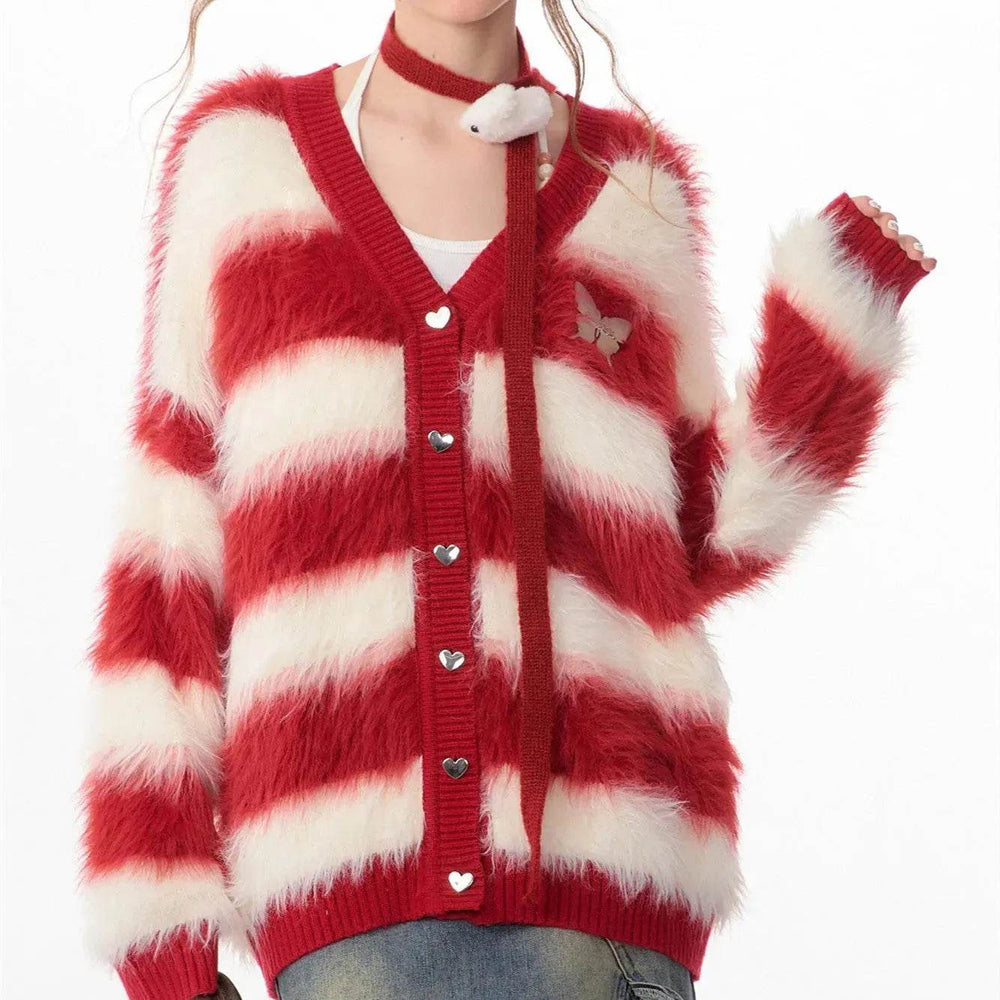 Lady in Red Winter Christmas Plush Cardigan - EX-STOCK Canada
