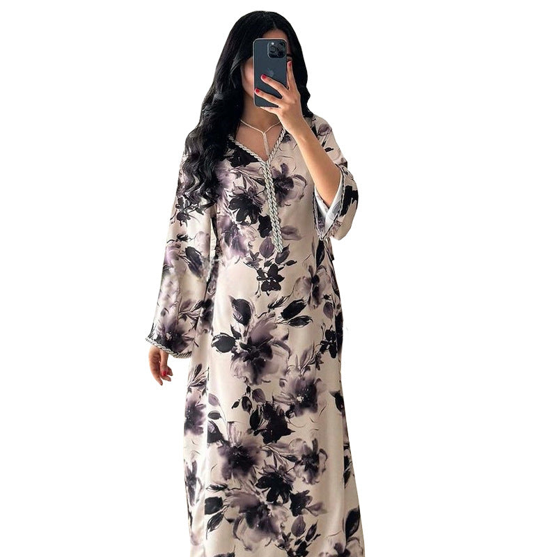 Muslim Arabic Dubai Printed Robe EX-STOCK Canada