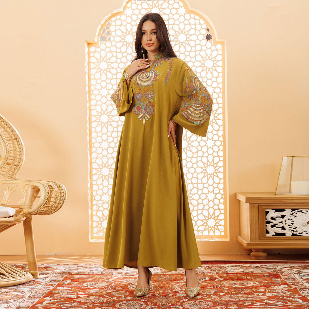 Women's Embroidered Rope Embroidered Muslim Pullover Dress - EX-STOCK Canada