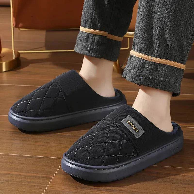 Men's Home Slippers Winter Warm Plush House Shoes Indoor Non-slip Floor Bedroom Slipper Casual All-match Shoes - EX-STOCK Canada