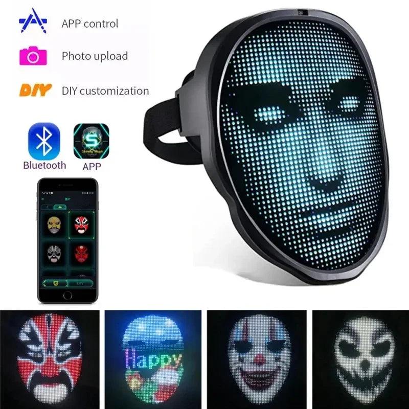 Masques de visage Halloween Masque lumineux LED en couleur complète Masque changeant de visage Accessoires pour fête et barEX-STOCK Canada