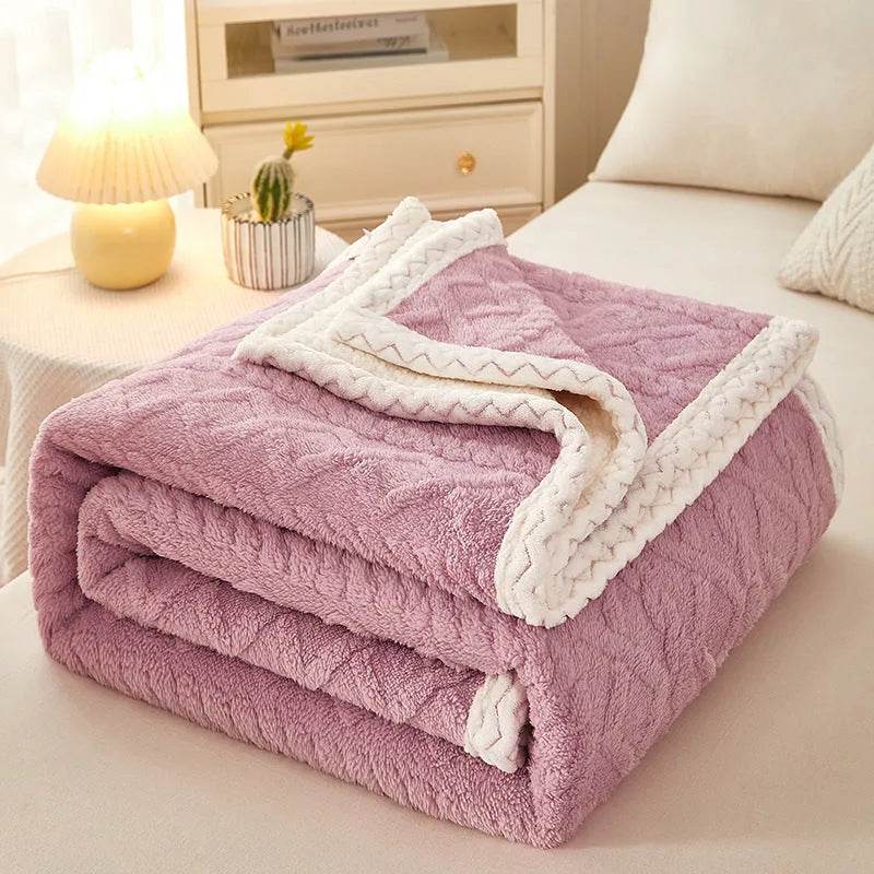 Blanket Double Thickened Warm Coral Fleece Sofa Winter Blanket - EX-STOCK Canada