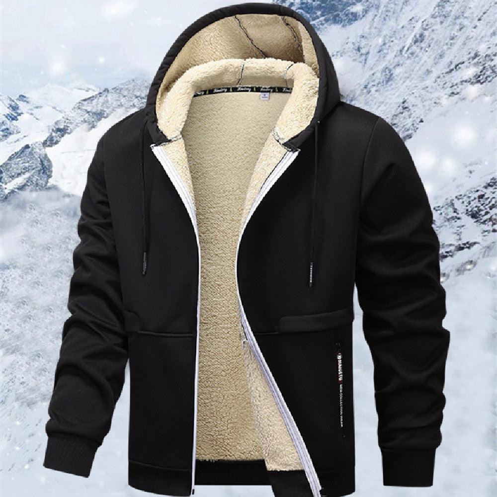 Veste sweat épaissie en laine d'agneau pour hommesEX-STOCK Canada