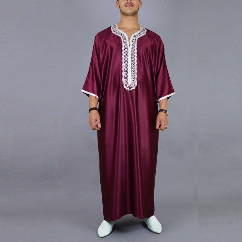 Thobe arabe traditionnel pour hommes, robe longue musulmane style moyen-oriental