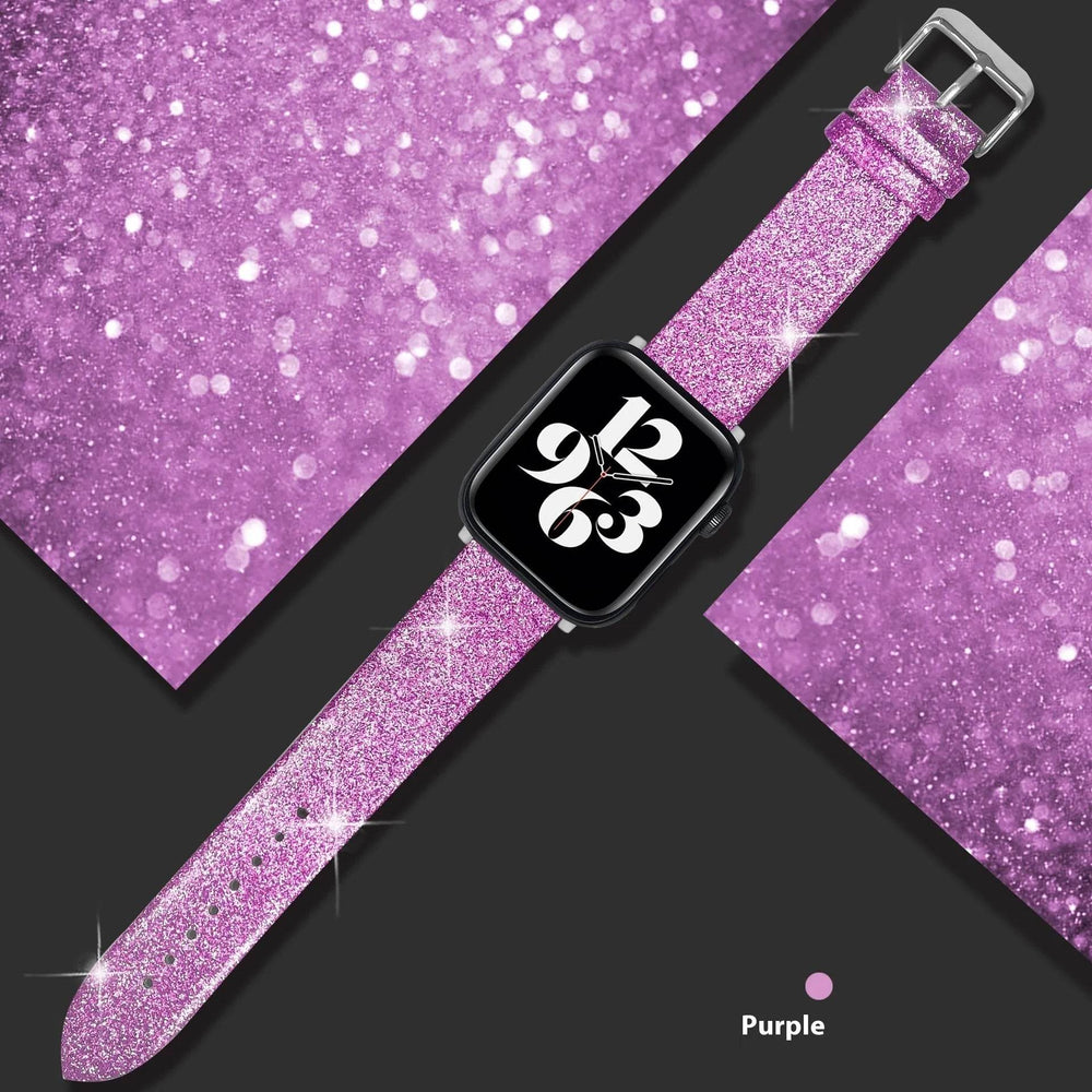 Leather Single Ring Glitter Buckle Couple Watch Strap Suitable for Apple Watch - EX-STOCK Canada